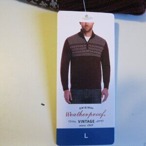 Weatherproof Vintage Men’s 100% Cotton Holiday Sweater Burgundy Red, L  (0816)